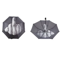 umbrella rain middle finger umbrella men windproof folding parasol personality black middle despise umbrellas funny umbrellas