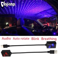 usb star sky light car interior atmosphere led lamp 360 degree auto rotate led twinkle ceiling lights voice control starry light