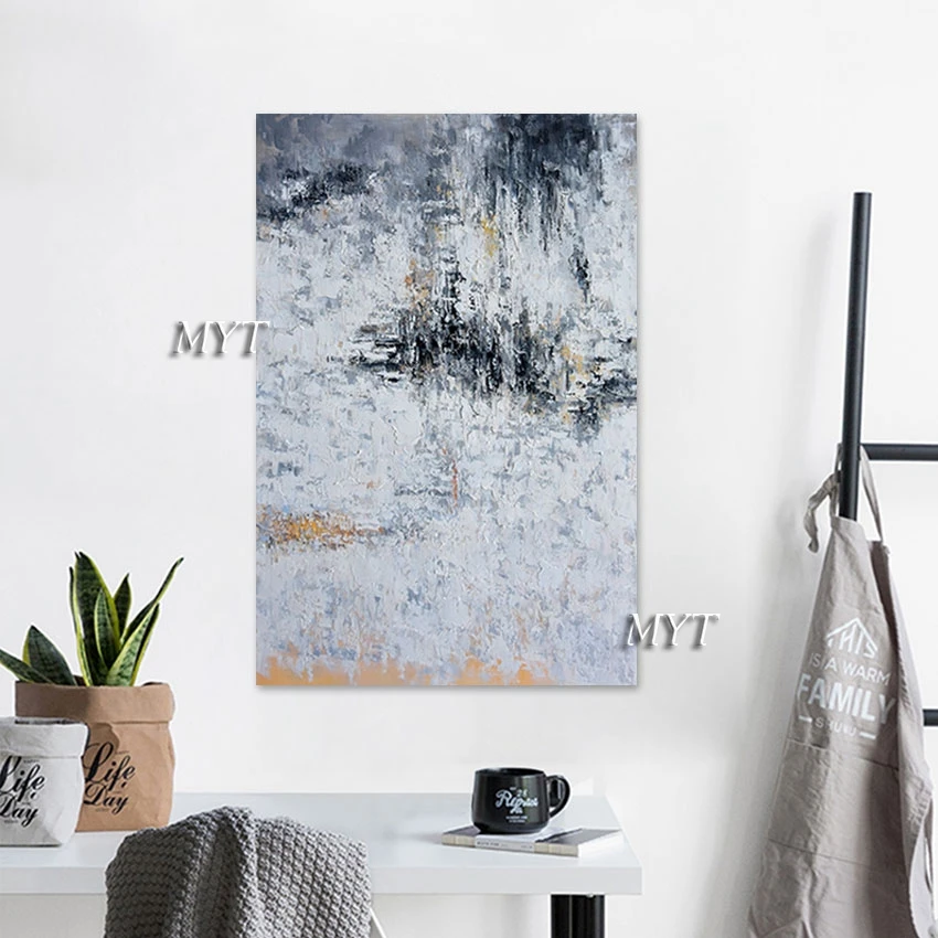 

Художественное полотно, современная картина, белая, черная акриловая текстура, без рамки, абстрактная художественная живопись для гостиной...