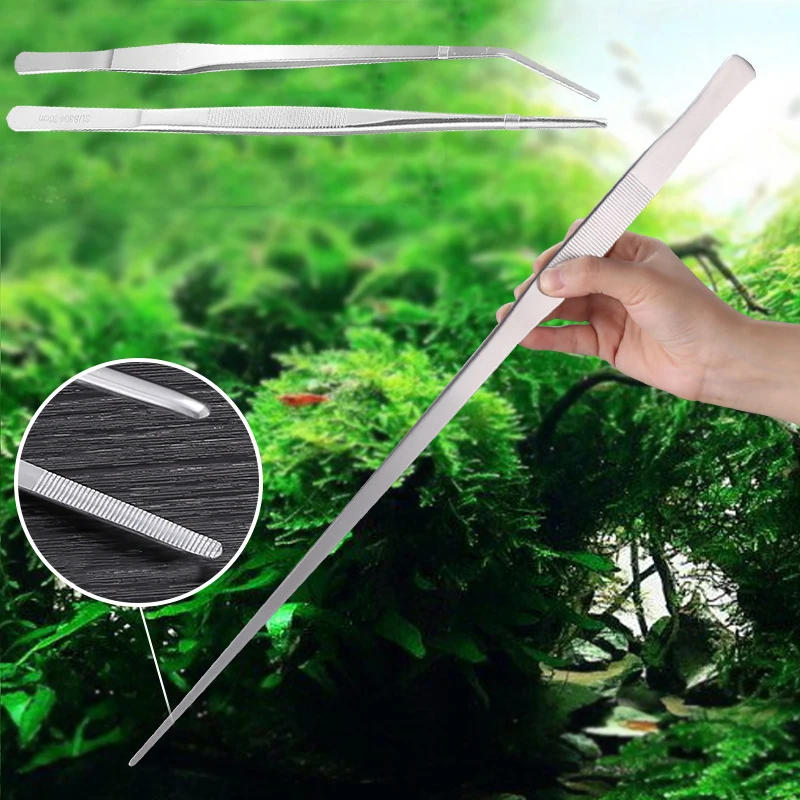 

1PC Curve Fish Tank Cleaner Tweezers Stainless Steel Straight Plant Tweezer Fish Tank Water Plant Tools for Aquarium Accessories