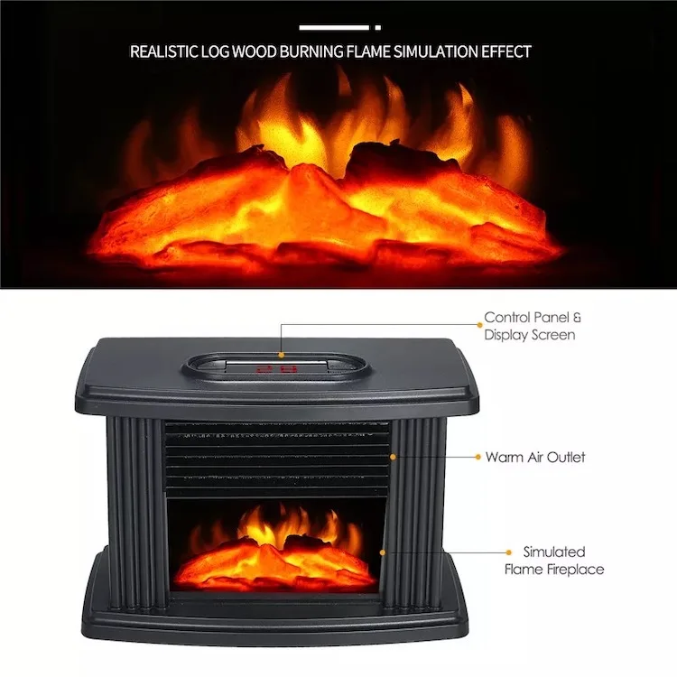 

1000W Household Winter Heating Machine Log Burning Fire Flame Effect Stove Heater Electric Heather Fireplace with Remote Control
