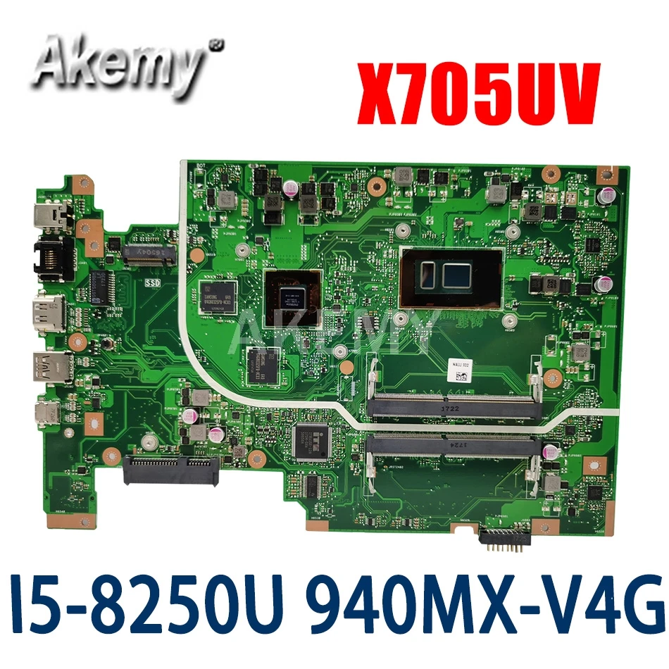 

Материнская плата Akemy X705UV для ASUS X705UDR X705UQ X705UV X705UB X705UD X705U X705UVR Laotop, материнская плата i5-8250U CPU 940MX GPU