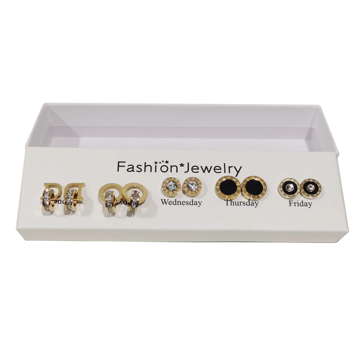 

Серьги-гвоздики из нержавеющей стали 316L с римскими цифрами, 5 пар