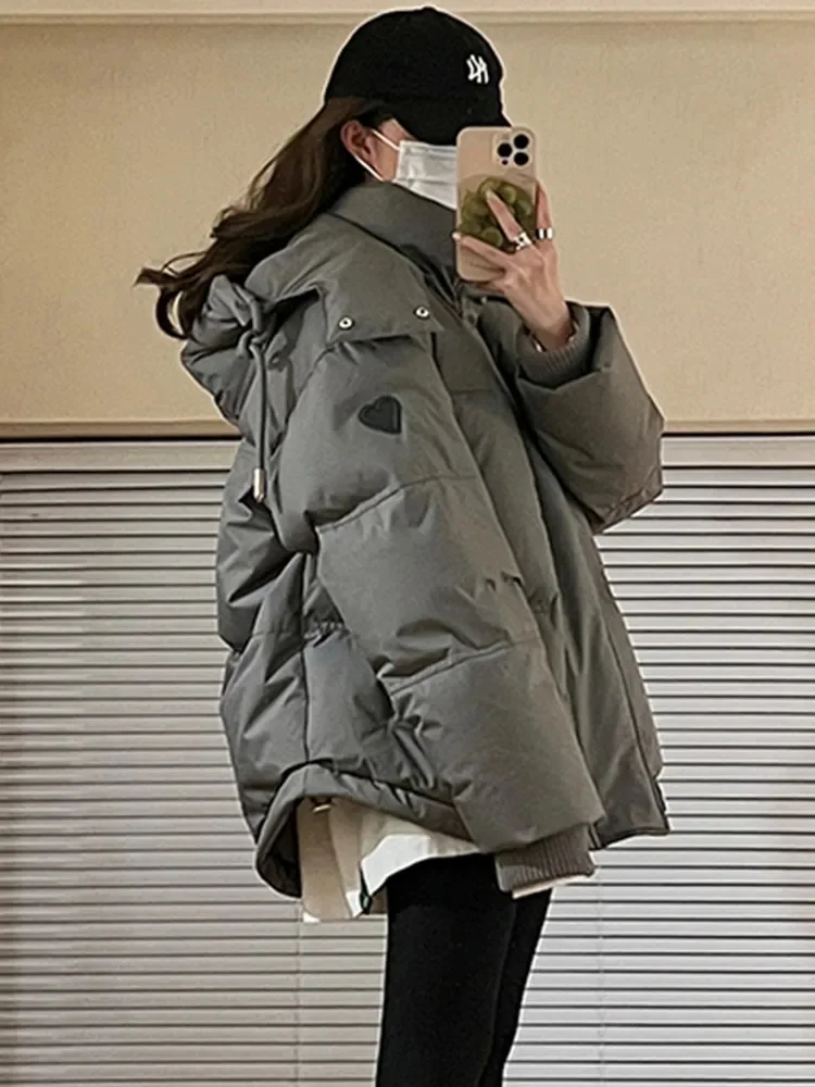 

Black Loose Puffer Jacket Women Jaqueta Femina Inverno Promoo 2023 Winter Hooded Thick Warm Parkas Female Grey Coat Abrigo Mujer