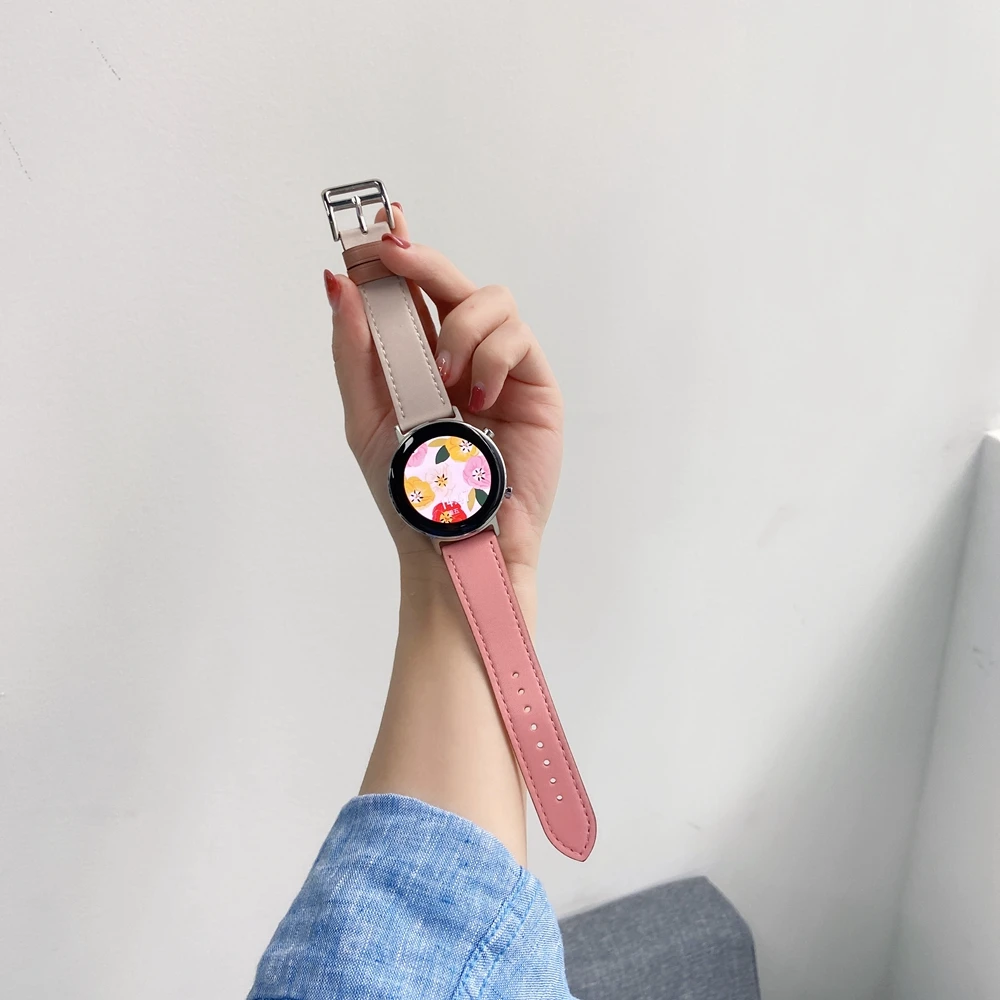 Ремешок кожаный для huawei gt2 браслет Samsung Gear S3 S2 Sport Galaxy Watch 3 4 Classic Active 42 мм 46 22 20 -