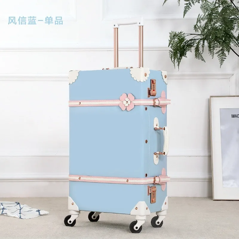 Новый модный ретро чемодан женский багаж на роликах кожаный с леопардовым