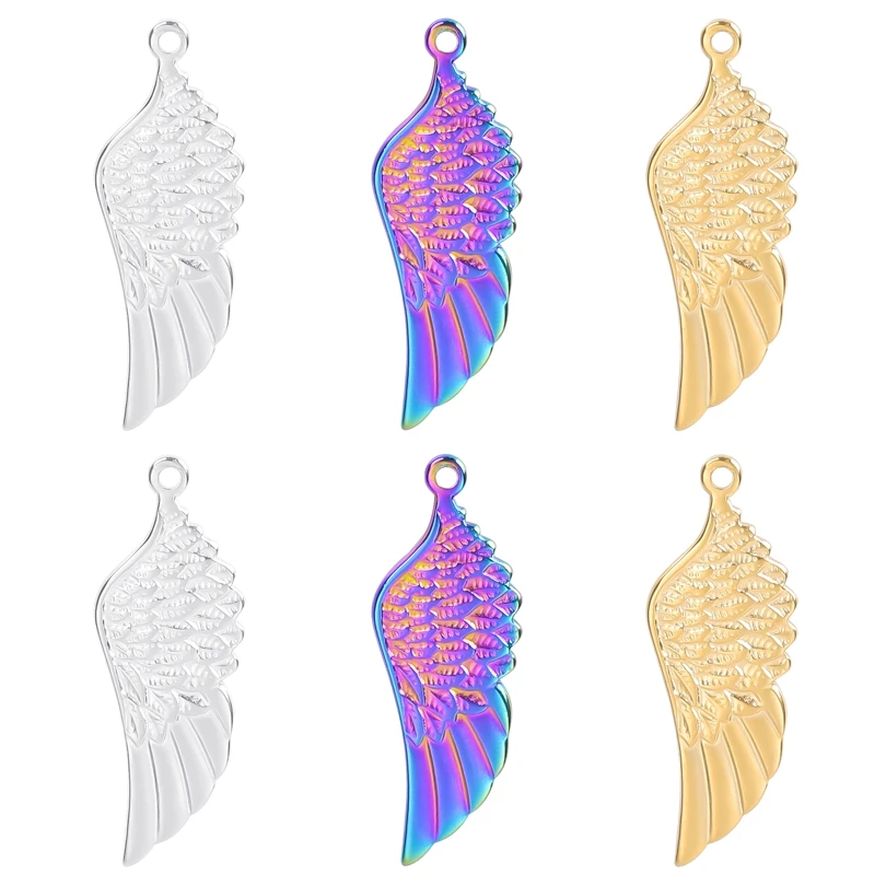 

6pcs Mixed Stainless Steel Wings Charms For Jewelry Making Charm Bulk Handmade Pendant Wing Charm DIY Dijes De Acero Inoxidable