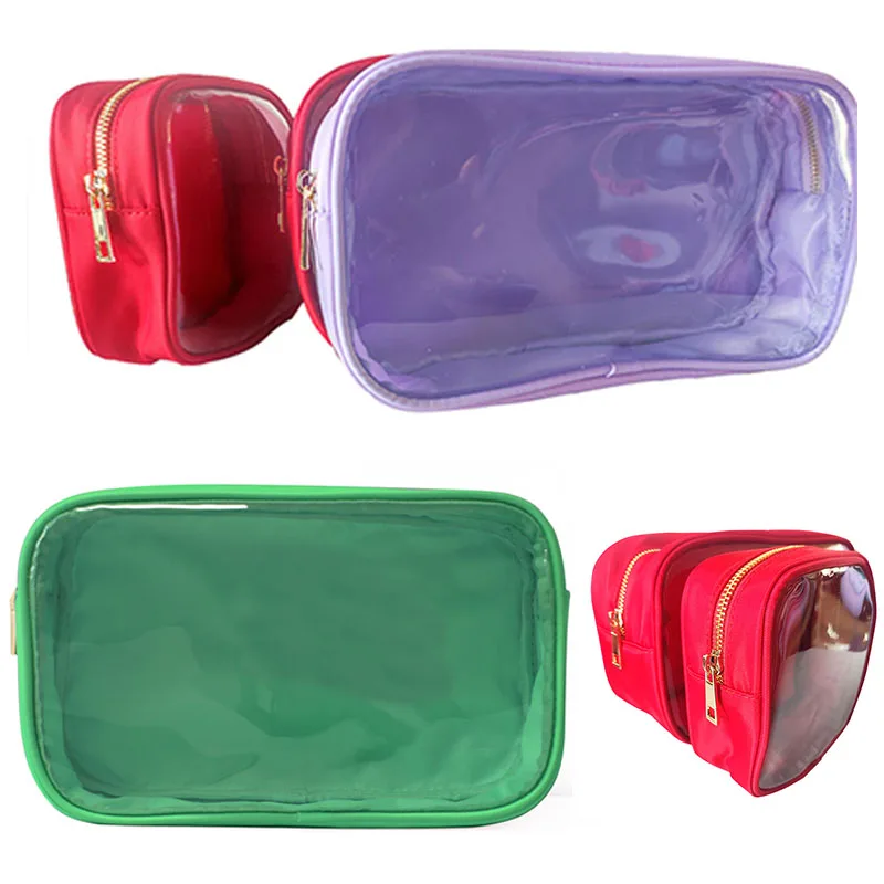 

New Clear Travel Storage Organizer Make Up Cosmetic Bag Pouches Transparent Letter Patches Waterproof Toiletry Bag Party Gift