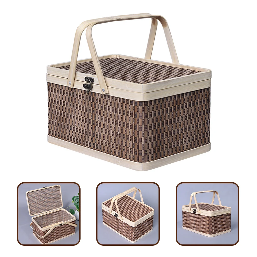 

Bamboo Basket Sundries Storage Flower Girl Wedding Picnic Handheld Bread Child Woven Baskets