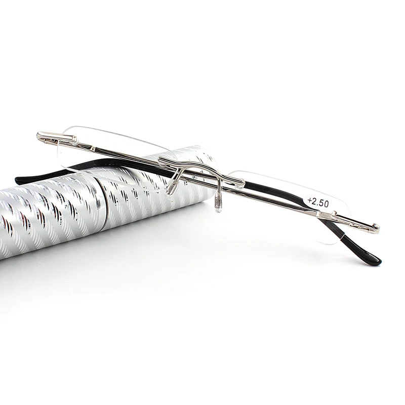 Prescription Reading Glasses Women Men with Hard Tube 1.5 Metallic Eye Frameless Pencil Case For | Аксессуары для одежды