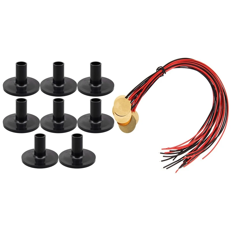 

8Pcs Cymbal Sleeves 38X26mm Black Drum Cymbal Sleeves & 12Pcs Piezo Pickup Transducer Prewired - 27Mm