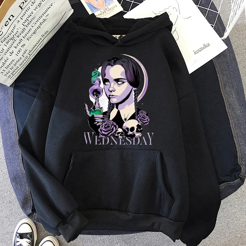 Wednesday Addams Hoodie Halloween O-neck Casual Morticia Wednesday Men Sweatshirt Spring Autumn Hoody Hoodies Clothes Streetwear