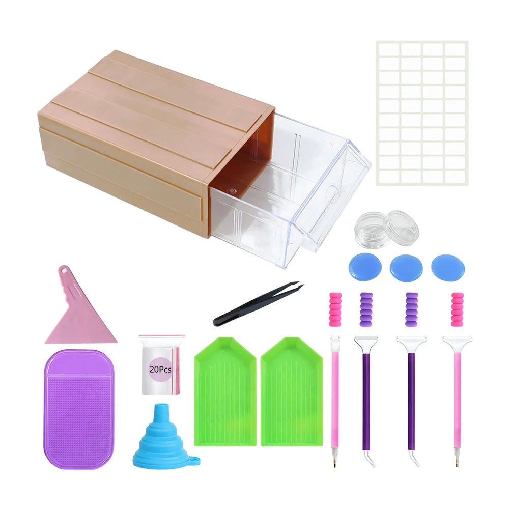 

Drawer Storage Box Diamond Painting Accessories Point Drill Pen Tray Wax 5D DIY Cross Stitch Embroidery Tools Kit