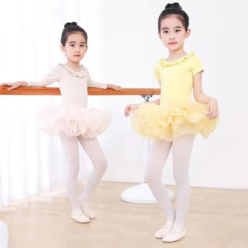 

Girls Ballet Dance Clothing Wrap Top Dance Sweater Coat+Short/Long Sleeve Ruffles Leotards+4 layers tutu Skirts 3pcs Dancewear
