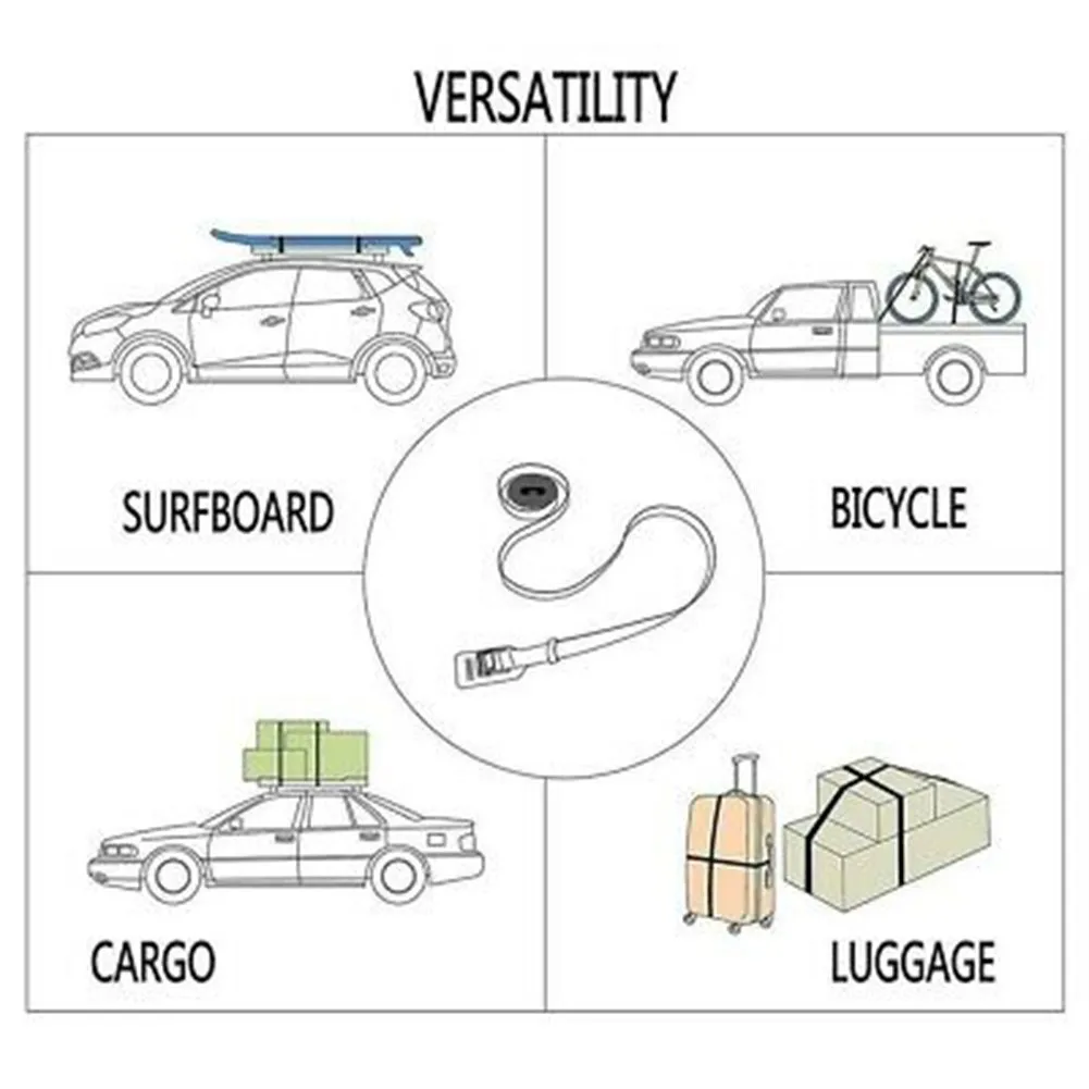 

Rack 4PCS Luggage Good Quality High Breaking Strength Safety 2 Pair Lashing Straps Surfboard 300x2.5cm Brand New