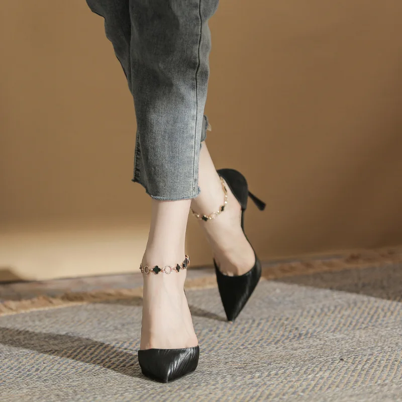 Elevate Your Look with Simple Chain High Heels & Alluring Hollow Fairy Sandals - A Must-have for Fashionable Ladies