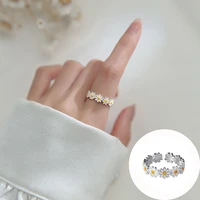 vintage daisy flower rings for women korean style adjustable opening finger ring bride wedding engagement statement jewelry gift