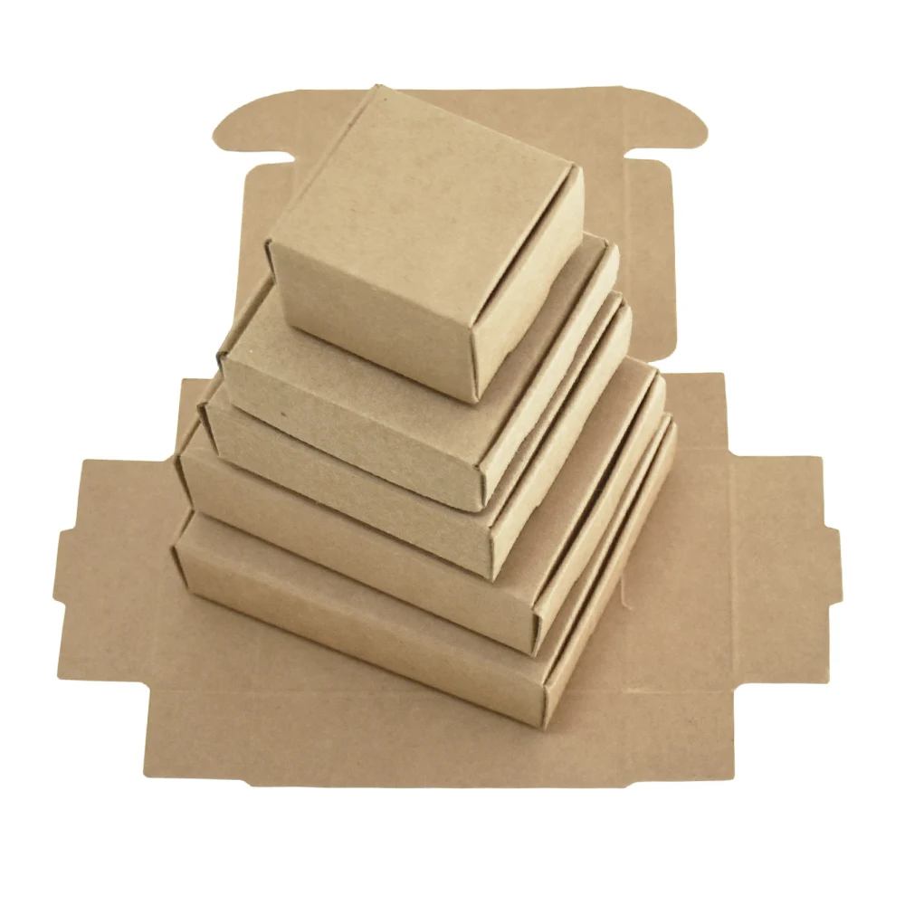 

500Pcs Foldable Dustproof Recyclable Reusable Storage Packaging Pack Brown Kraft Paper Box for Food Candy Gift Cookies Snack