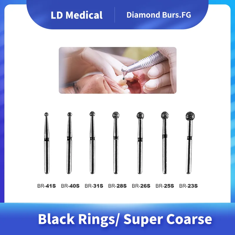 10 шт./компл. алмазные боры стоматологическая дрель с черными кольцами FG хвостовик