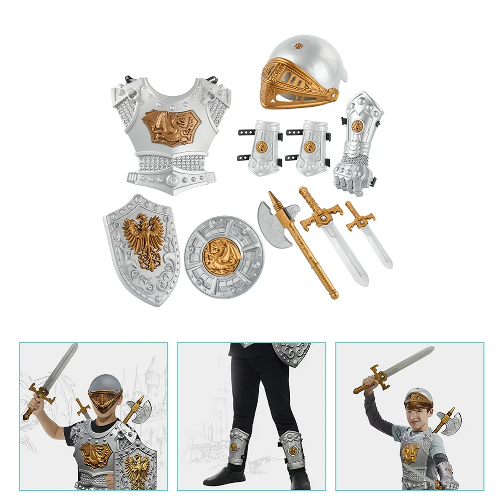 

1 Set Children Knight Costume Kids Cosplay Party Clothing Armor Swords Prop