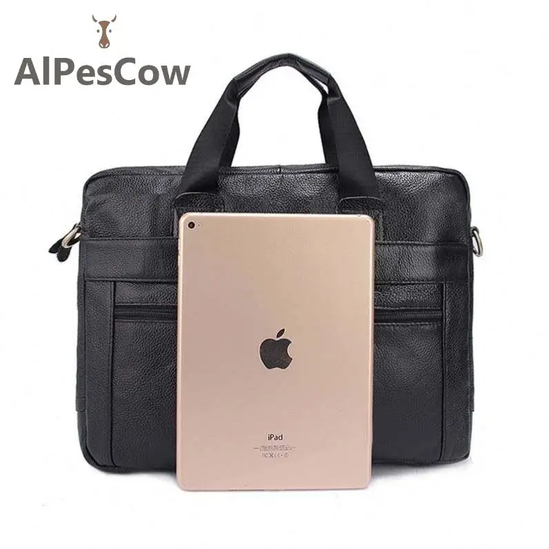 Business 100% Alps Cowhide Laptop Bag Design Genuine Leather Tote Briefcase For Men Casual Vintage Male Luxury Designer Handbags