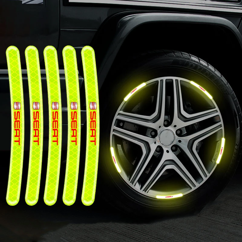 

Car Wheel Hub Reflective Car Sticker Night Driving Tire Sticker For Seat Leon FR Altea Ibiza Toledo Cordoba Alhambra Arona Ateca