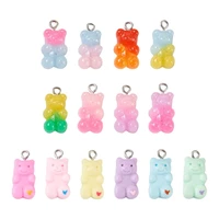 28pcsbox opaque resin bear pendants charms for diy lovely earring necklace bracelets jewelry making accessories mixed color