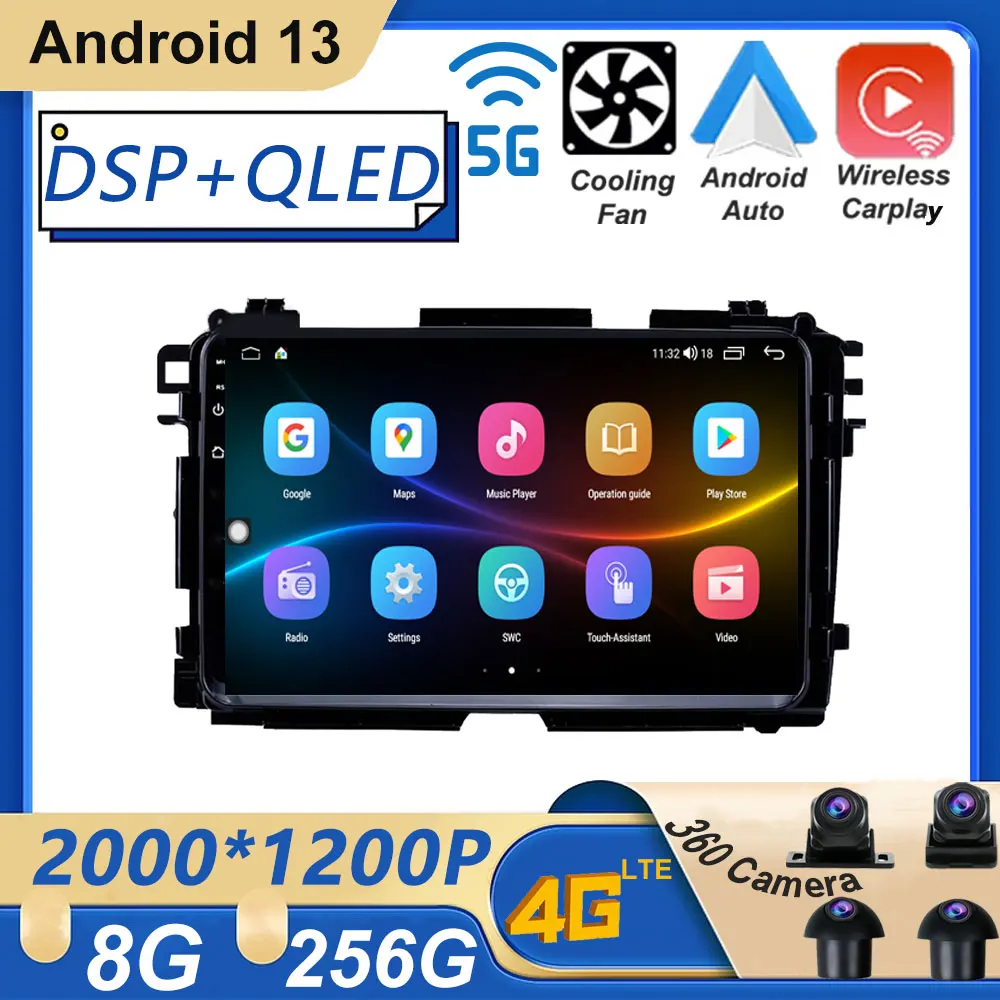 

9" For Honda Vezel HR - V HRV HR V 2015 - 2017 Car Screen Android 13 Radio Multimedia Player GPS Wireless Carplay 4GLte No2din