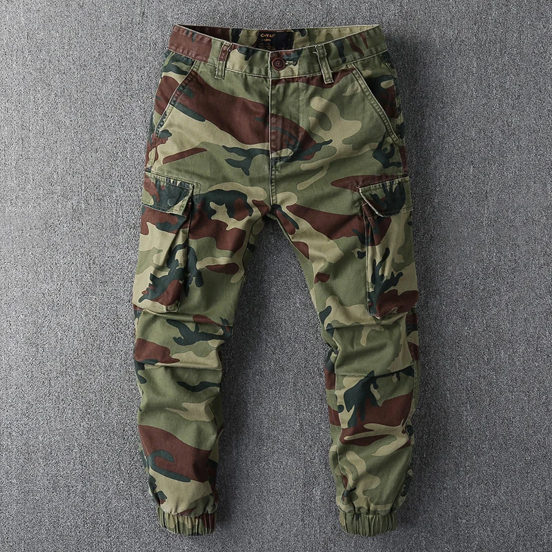 Men's Tactical Camo Trousers Autumn New Casual Cargo Pants Cotton Outdoor Hiking Pants Fashion Spring Street Wear