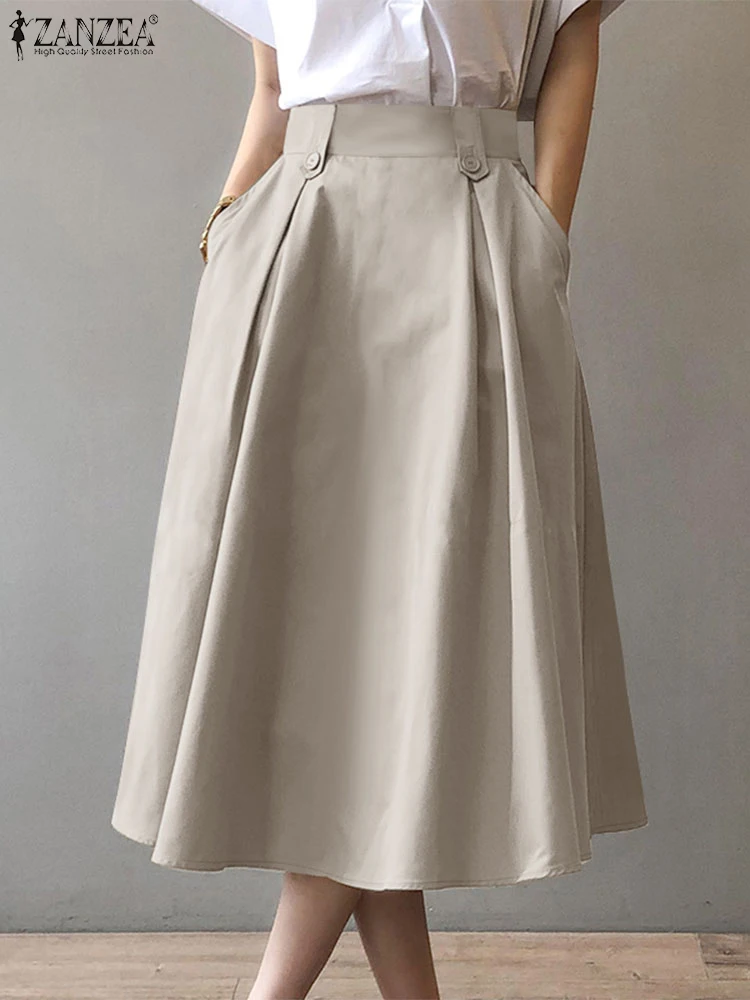 Элегантные юбки трапециевидной формы с высокой талией ZANZEA женские повседневные