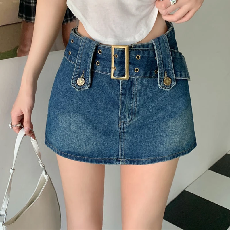 

Denim skirt female spring and summer 2022 summer new retro high waist hot girl slim miniskirt bag hip skirt hakama