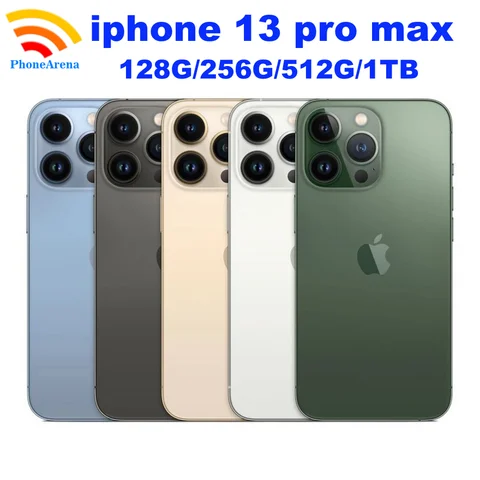 Новинка 95%, мобильные телефоны iPhone 13 Pro Max, 128 ГБ, 256 ГБ, оригинальный OLED дисплей 6,7 дюйма, 12 МП, разблокированный телефон с функцией распознавани...