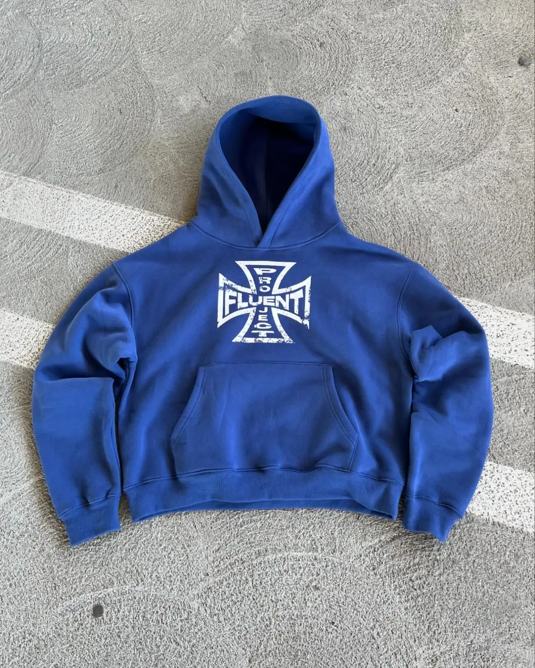 Мужская винтажная толстовка с капюшоном голубая Толстовка в стиле Харадзюку