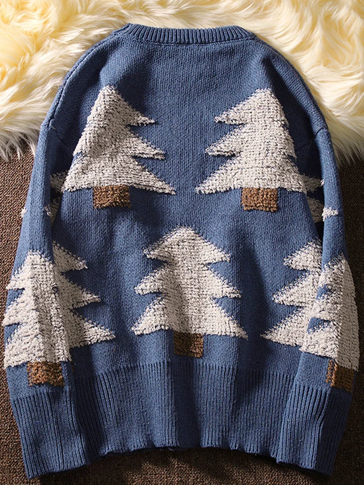 Пуловер мужской вязаный с круглым вырезом в стиле Харадзюку