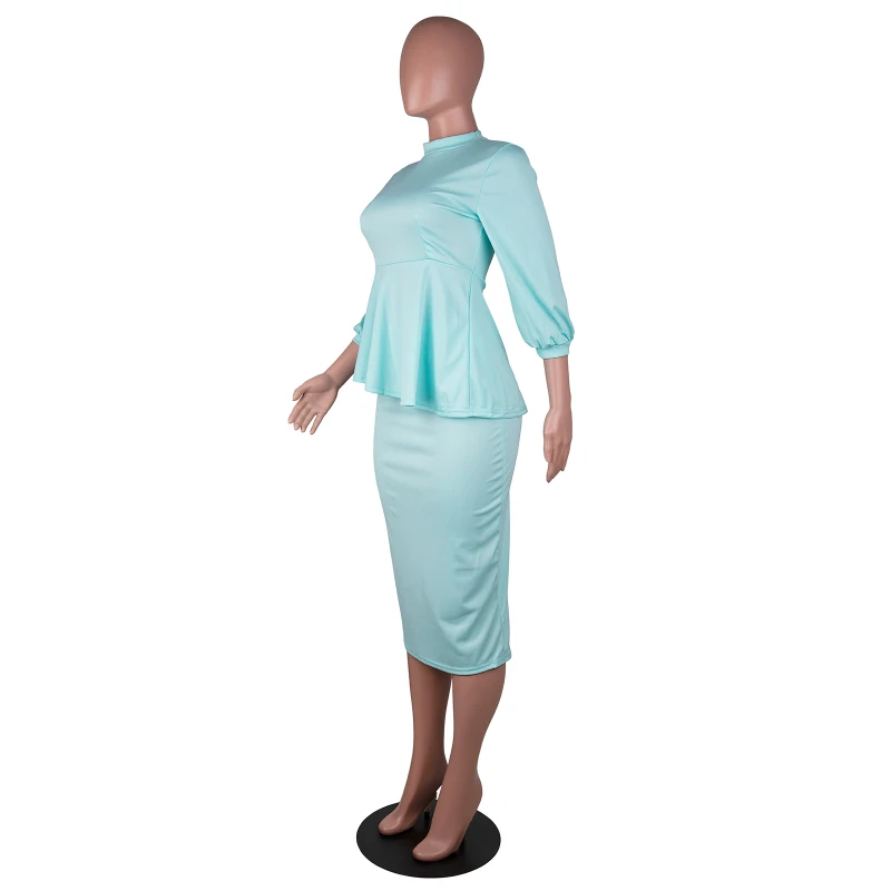 Women's Skirt Suit Lantern Sleeve Slim Fit Dress Suit Business Suit Office Work Clothes Fashion Sexy 2 Piece Dress Mujer Falda