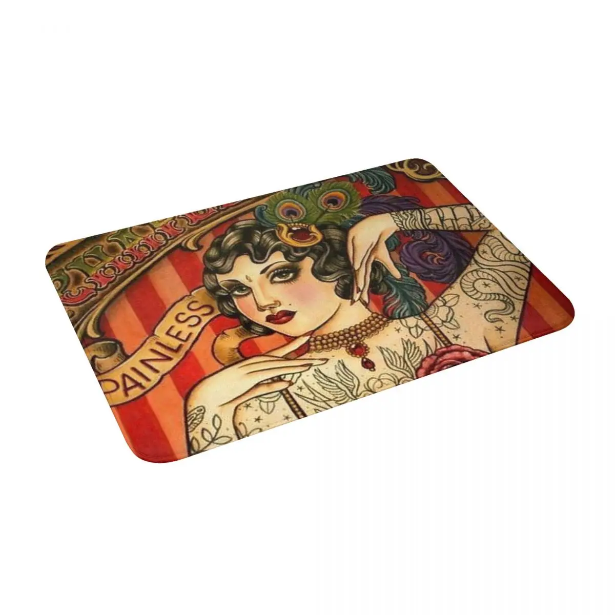 

Chapel Tattoo Vintage Body Advertising Art Bath Door Floor Mat Anti-slip Rug Carpet Entrance Living Room Home Kitchen Dust
