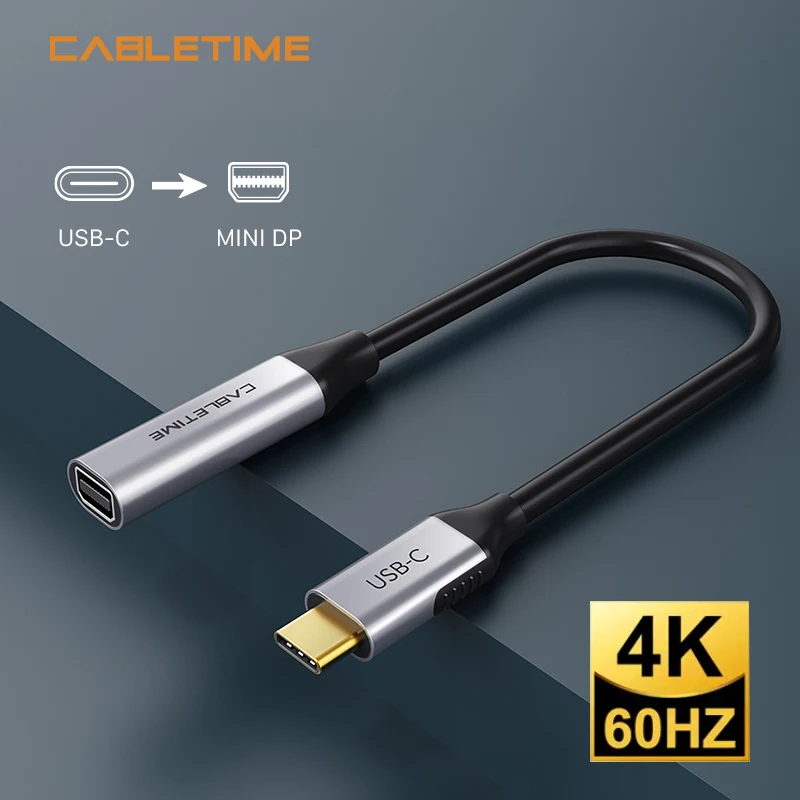 Переходник Cabletime с USB C 3 1 на Mini DP 4k60hz проектор типа Thunderbolt 2 конвертер для ноутбука