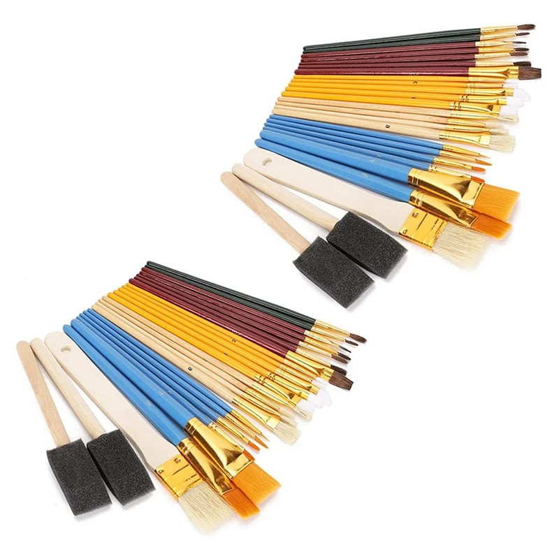

2 Sets 50 PCS Oil Paint Brush Set Multifunction Painting Professional Oil Painting Supplies For Students And Artists