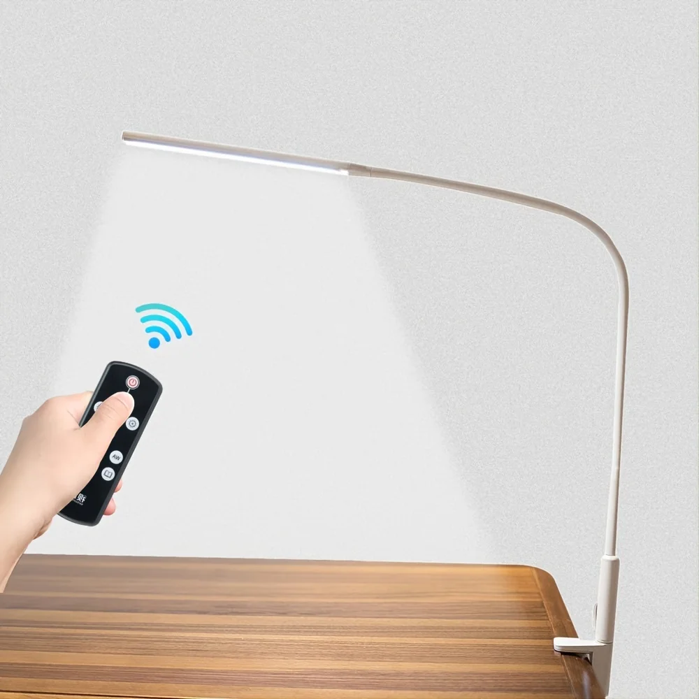 

Светодиодная настольная лампа на клипсе, 1 шт., настольная лампа с дистанционным управлением и приглушением яркости для защиты глаз, Домашний Светильник для учеников и детей, компьютеров
