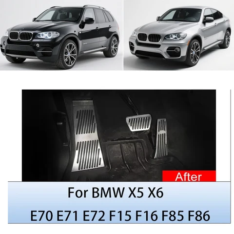 Автомобильные аксессуары для BMW X5 X6 E70 E71 E72 F15 F16 F85 F86, алюминиевая подставка для ног, педаль акселератора, тормозные педали, противоскользящие накладки