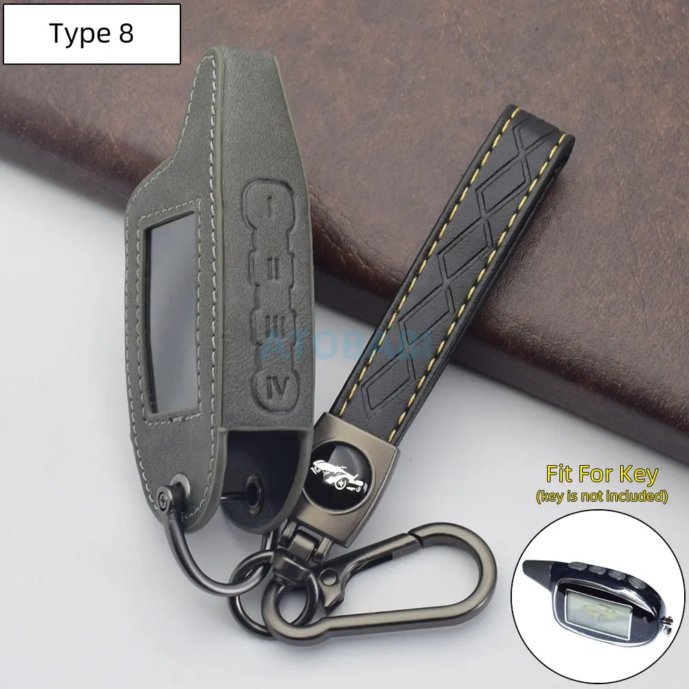 

Серый кожаный чехол для автомобильных ключей Scher Khan Magicar 7, 8, 9, 10, 11, 12, русская двусторонняя автомобильная сигнализация, чехол с ЖК-дисплеем и дистанционным управлением