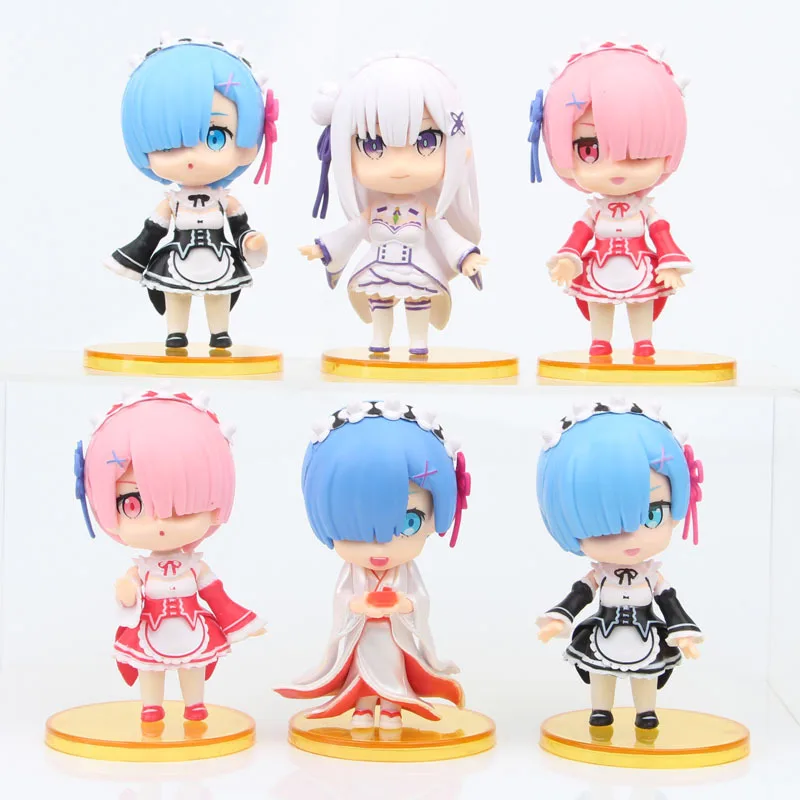 

6Pcs/Set Cartoon Re Life in a different world from zero Anime Action Figures Collection Model Doll Decoration Christmas Gifts