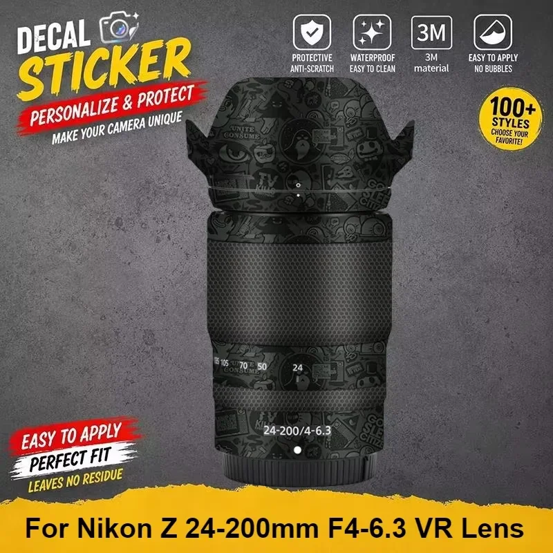 Фото Защитная пленка PrizMo для объектива Nikon Z 24-200mm F4-6.3 VR, виниловая наклейка против царапин, премиум-декор для корпуса Z24-200. №1