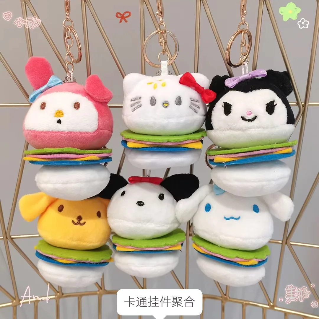 

Sanrio Plush Keychain Hello Kitty Mymelody Kuromi Cinnamoroll Cartoon Animal Stuffed School Bag Pendant Backpack Decoration Doll