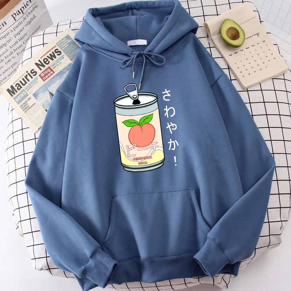 

Summer peach-flavored Drink In A Can Print Women Hoodie Autumn New Streetwear All-Match Hip Hop Pullover Hot Sale Female Clothes