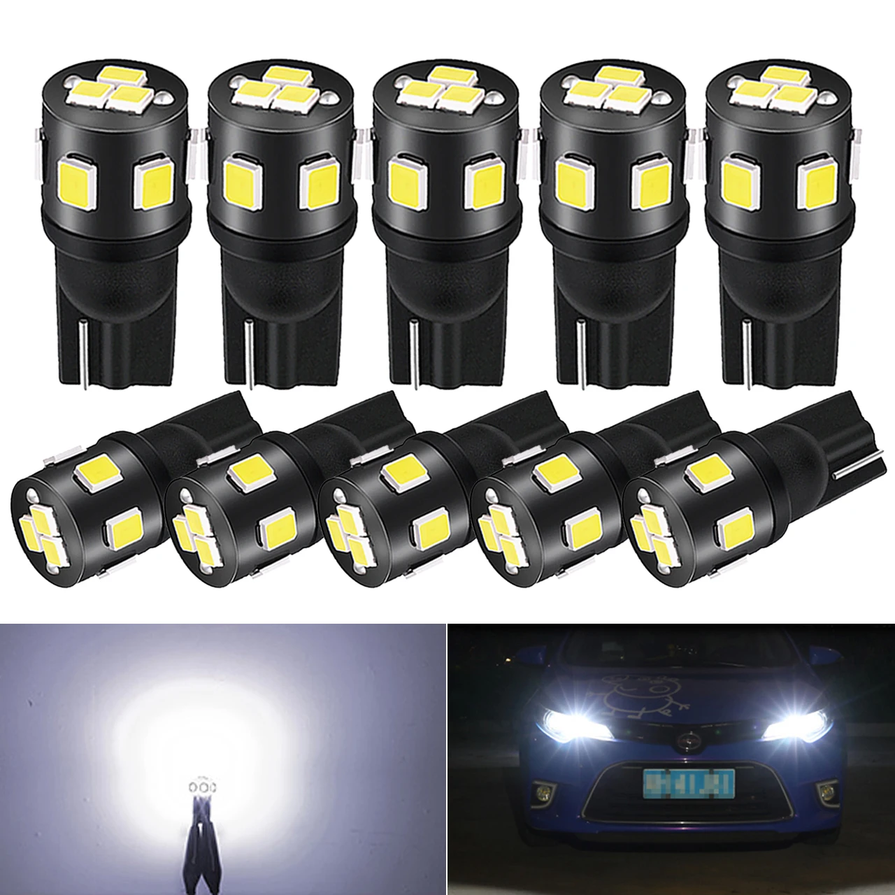 

10 шт. W5W T10 светодиодные лампы Canbus 2835 9SMD 12V 6000K 194 168 2821 2825 салон автомобиля карта купольные фонари парковочный фонарь автосигнальная лампа