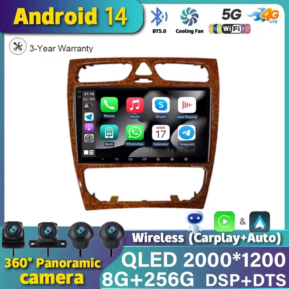 Автомобильный радиоприемник Android 14 стерео для Mercedes Benz W203 Vito W639 Vaneo CLK W209 W210