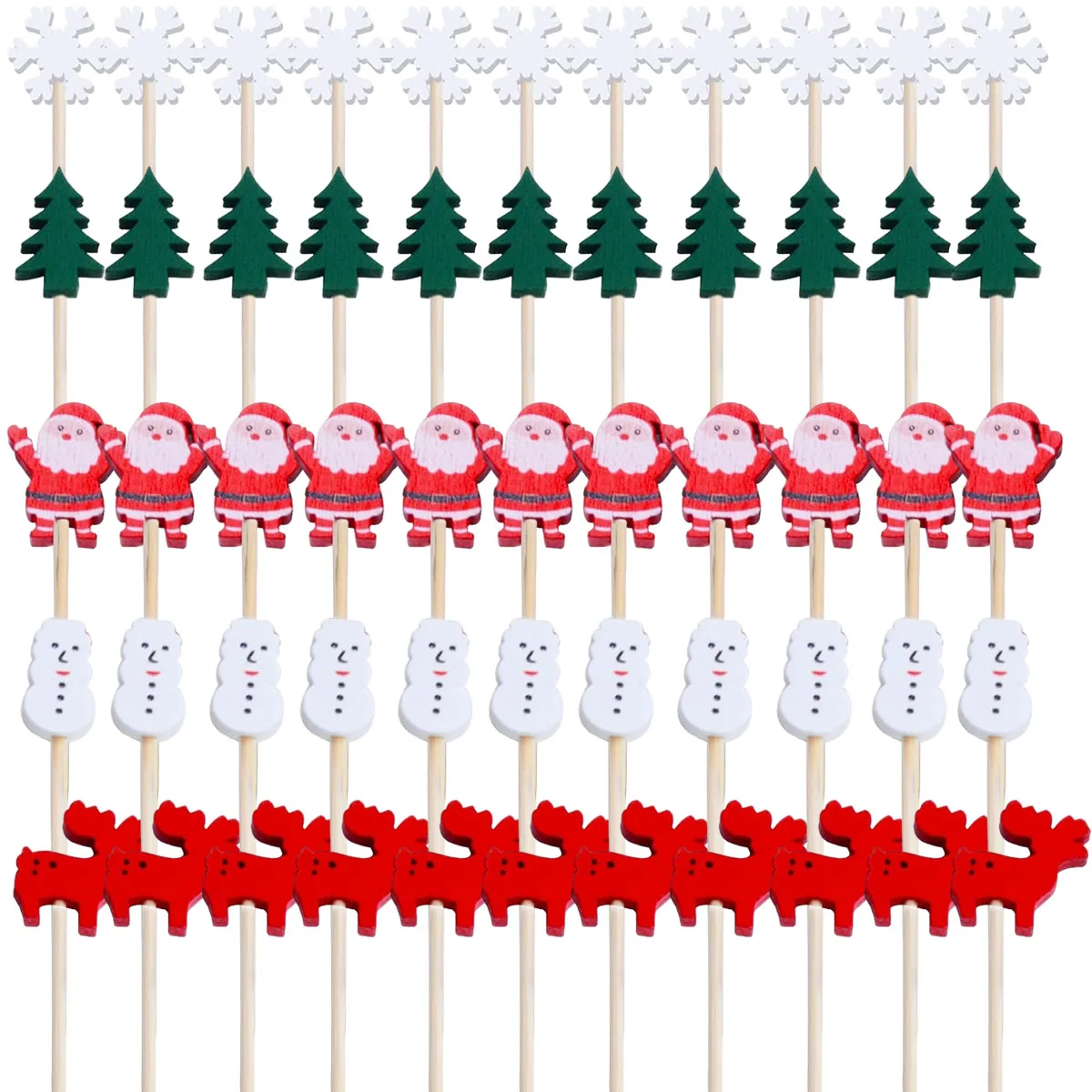 

100Pc Christmas Fruit Sticks Disposable Xmas Cocktail Picks Santa Elk Snowman Toothpicks Ornaments for 2024 Party Decor Supplies