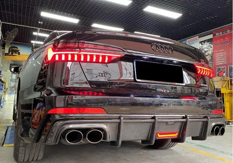 Диффузор заднего бампера для Audi A6 S6 SLINE C8 2019 2020 2021 2022 спойлер на дверь багажника из