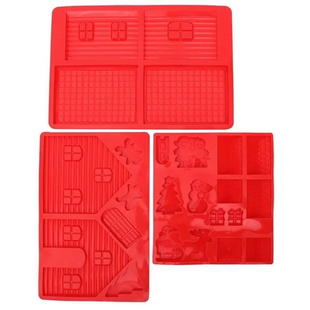 

Christmas Molds Silicone Baking Gingerbread House Cake Candyfondant Biscuit Holiday Tree Cookiechocolate Craft Mould Pan